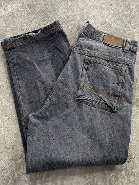 Vintage Timberland Cargo Jeans Men 38x30 Denim Faded Gray Baggy Grunge Y2K Skate